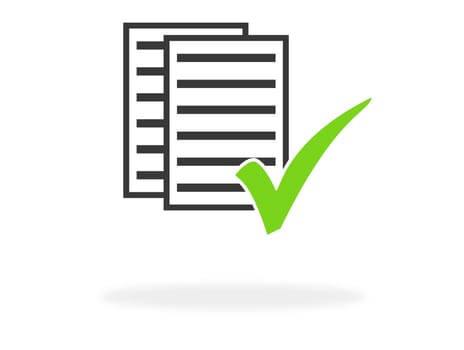 Business papers with checkmark - Symbol of documents and green tick