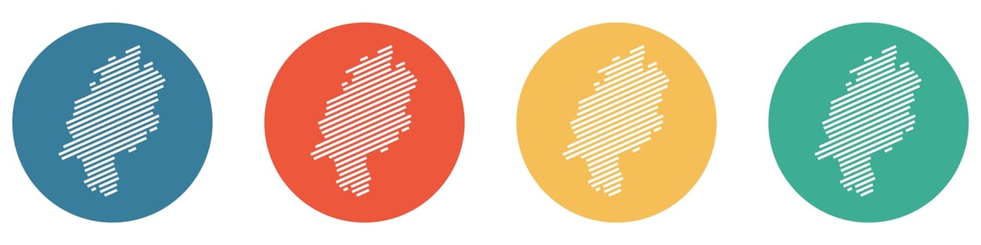 4 colorful Buttons blue, red, orange and green showing: German Federal state Hessen