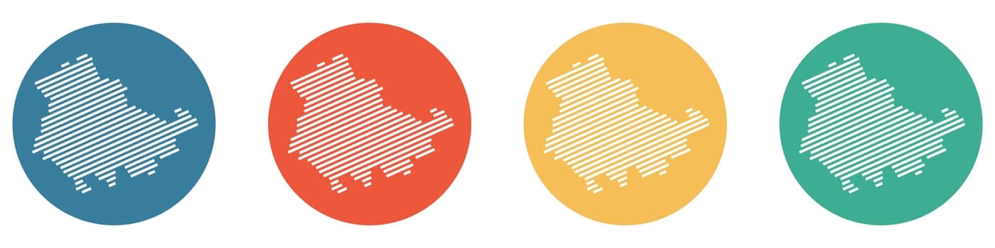 4 colorful Buttons blue, red, orange and green showing: German Federal state Thueringen