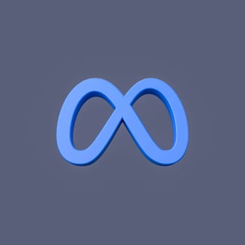Meta Logo 3D Shape Isolated on Flat Dark Blue Background with Shadow 3D Illustration