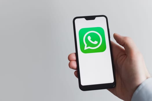 Minsk, Belarus - january 13, 2022: whatsapp application on the screen on of smartphone