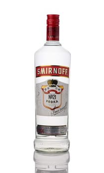 Gaziveren Cyprus -15.02.2025 Featuring a beautifully designed bottle, this clear vodka displays intricate details under soft studio lighting.
