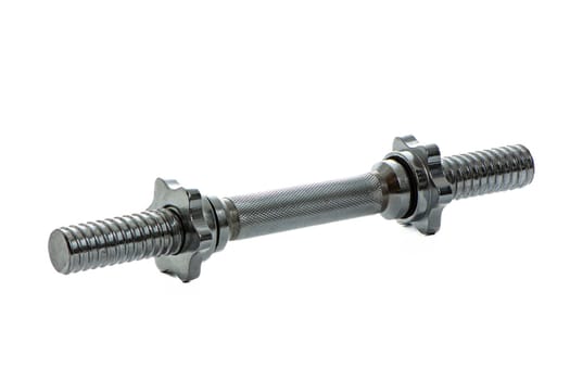 metal neck for dumbbells in disassembled form on a white isolated background. High quality photo