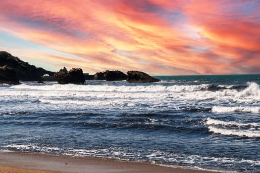 the Biarritz city and its famous sand beaches