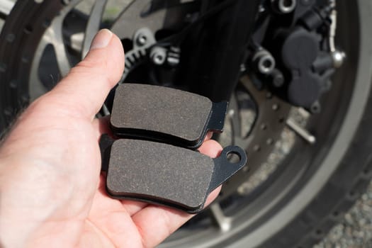 Two front brake pads for the motorcycle disc brakes