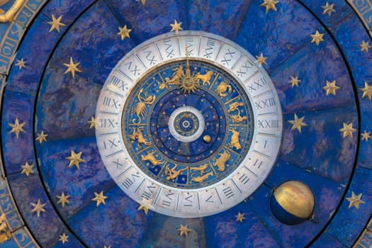 Zodiac Signs Horoscope background. Concept for fantasy and mystery - blue