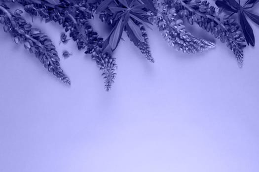 Background with flowers and leafs colored in trendy violet color