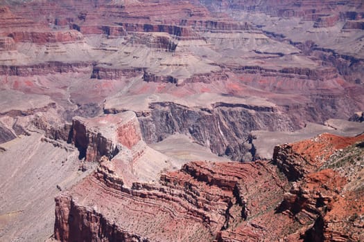 The red rocks and shapes of the Grand Canyon National Park in Arizona