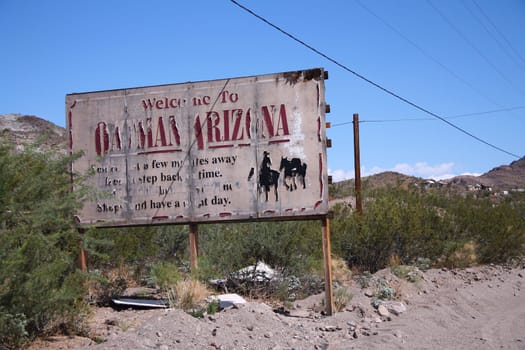 The old ruin of the abandoned village of Oatman in the West Coast in Arizona