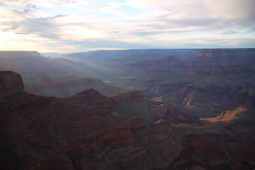The sunrise on the south rim of the Grand Canyon National Park in Arizona