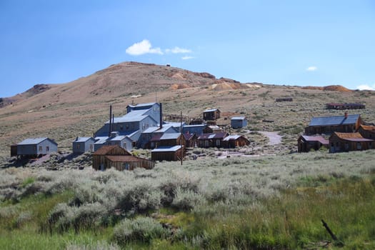 The abandoned mining site of the Bodie ghost town in the desert in Nevada