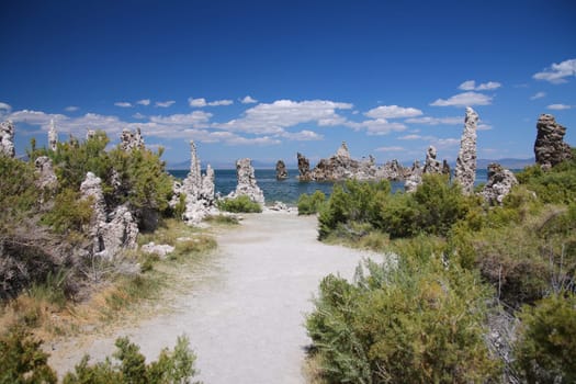 Volcanic tufa towers and hoodoos of Mono Lake in Eastern California near Mammoth Lakes and Reno, Nevada
