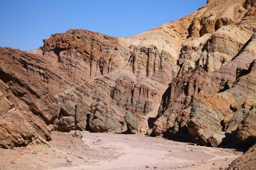 The sand of the canyon with the hot stones of the Death Valley in California