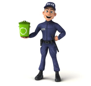 Fun 3D illustration of a cartoon Police Officer