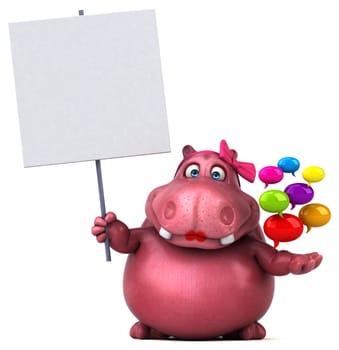 Pink Hippo - 3D Illustration