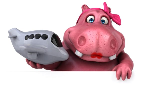 Pink Hippo - 3D Illustration