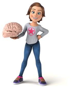 Fun 3D illustration of a cartoon teenage girl