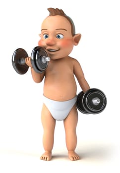 Fun 3D illustration of a cartoon baby