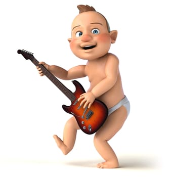 Fun 3D illustration of a cartoon baby