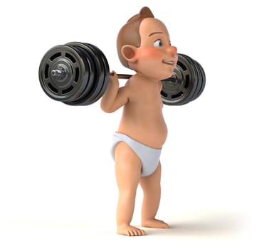 Fun 3D illustration of a cartoon baby