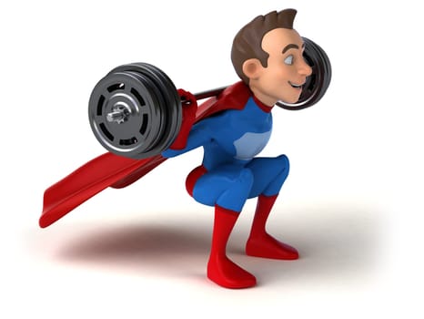 Fun 3D illustration of a cartoon superhero