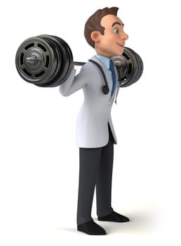 Fun 3D illustration of a cartoon doctor