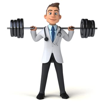 Fun 3D illustration of a cartoon doctor