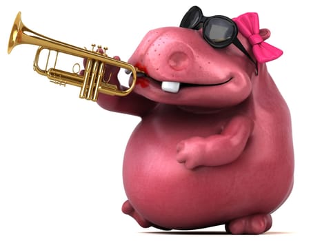 Pink Hippo - 3D Illustration