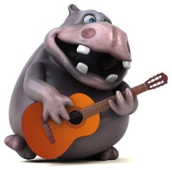 Fun hippo - 3D Illustration