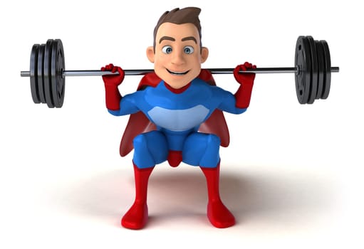 Fun 3D illustration of a cartoon superhero