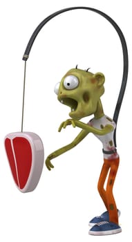 Fun 3D illustration of a cartoon zombie