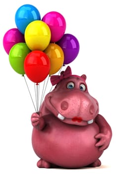 Pink Hippo - 3D Illustration
