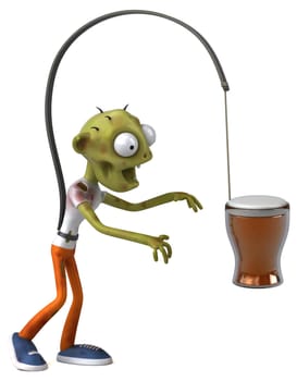 Fun 3D illustration of a cartoon zombie