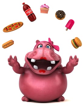 Pink Hippo - 3D Illustration
