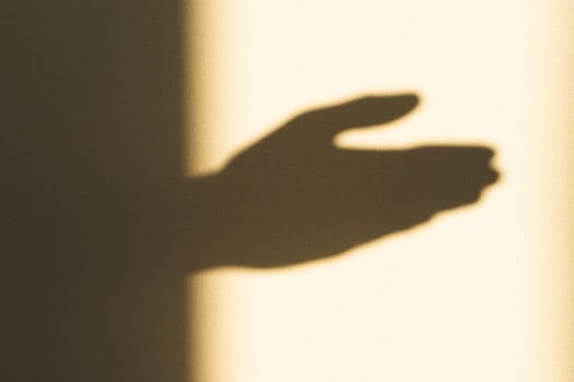 Shadow of hand showing gesture on the wall close up