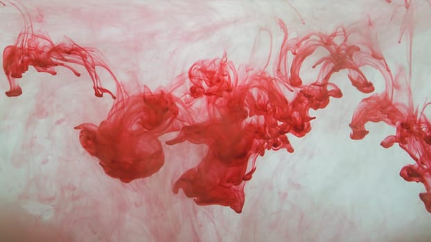Red ink in the water abstract background. splashes of paint in liquid