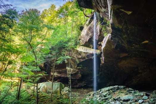 Scenic long exposure image of Yahoo Falls in Southern Kentucky