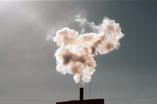 Air pollution from power plant chimneys. Industry and global warming concept