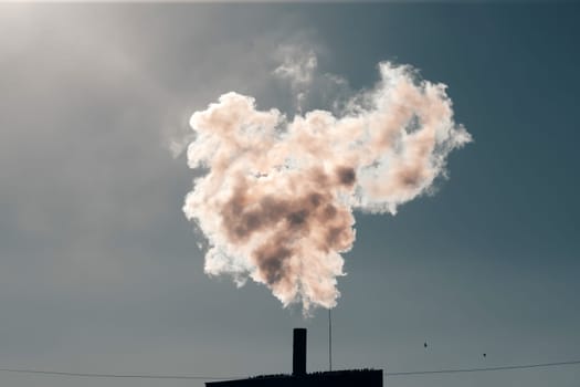Air pollution from power plant chimneys. Industry and global warming concept