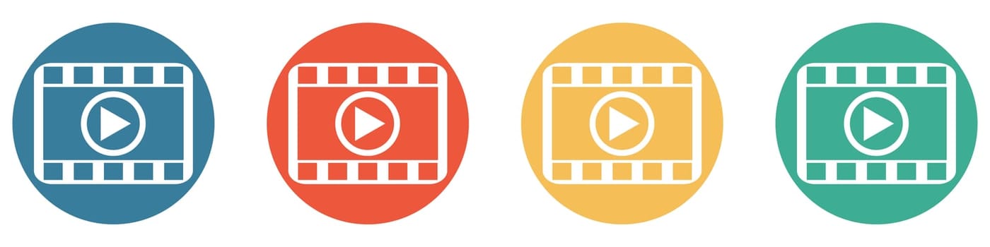 4 colorful Buttons blue, red, orange and green showing: Video Player