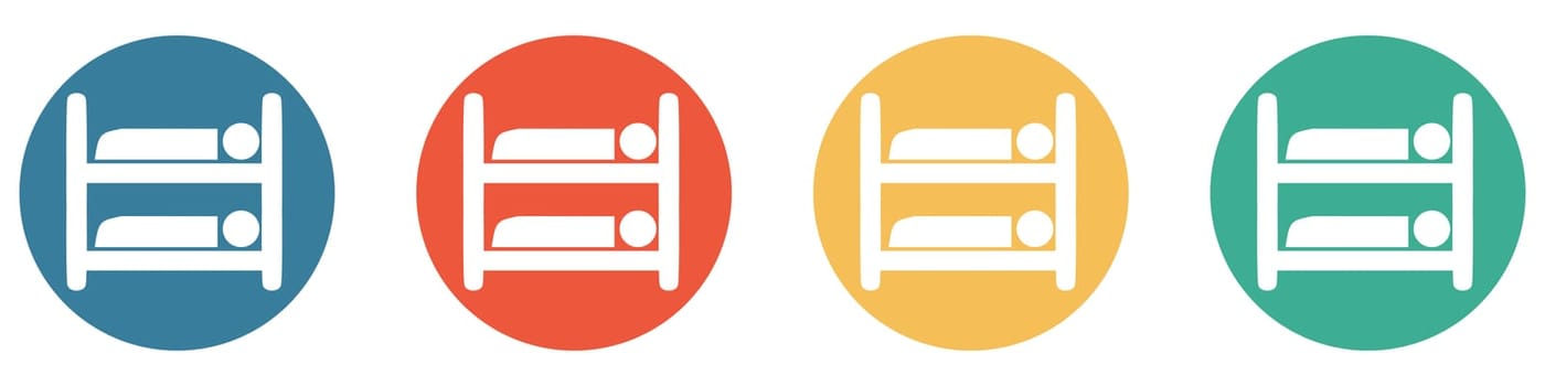 4 colorful Buttons blue, red, orange and green showing: Bunk Bed