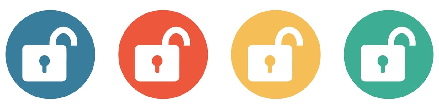 4 colorful Buttons blue, red, orange and green showing: Open Locker