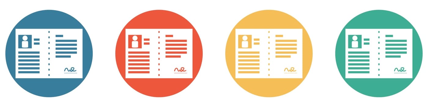 4 colorful Buttons blue, red, orange and green showing: Application