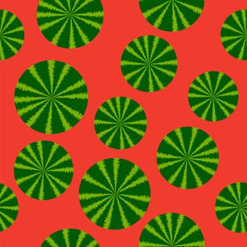 Fresh Sweet Natural Ripe Watermelon Seamless Pattern with Black Seeds.