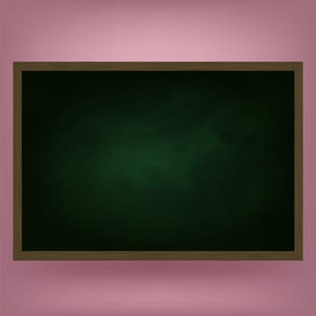 Empty Chalkboard Icon on Pink Blurred Background. Green School Deck for Learning. Blank Greenboard for Education.