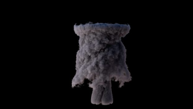 Model of natural typhoon in 3d render stage of development. Incipient pressure drop with vortex column and funnel. Dangerous climatic phenomenon with swirling stormy whirlpool.