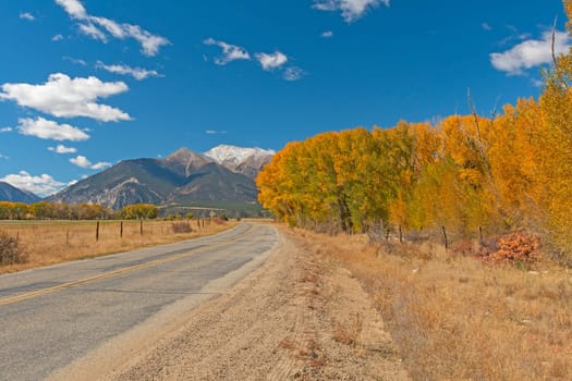 Rural Road in the Fall in the Mountains near Nathrop, Colorado