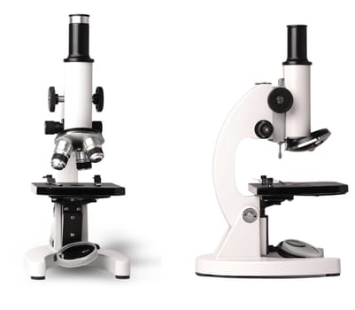 The simple new school microscope isolated on white background