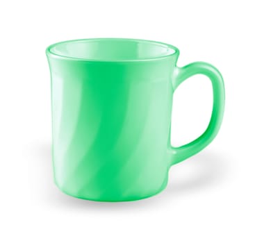 The green empty  coffee cup isolated on white background - clipping path