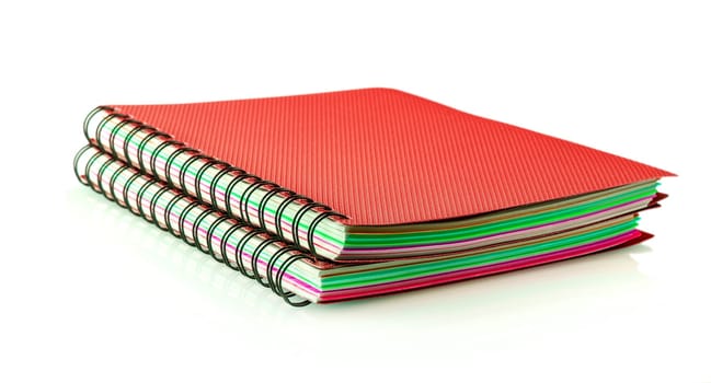 The two red diary spiral notebookes isolated on white background